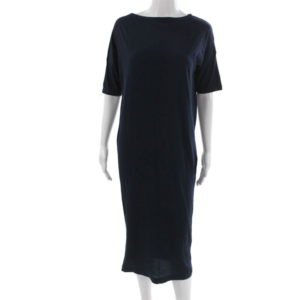 Demylee Women Dark Blue T-Shirt Dress 100% Pima Cotton Short Sleeve Size XS